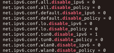 sysctl pattern output